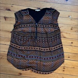 Daniel Rainn Black and Brown Patterned Blouse